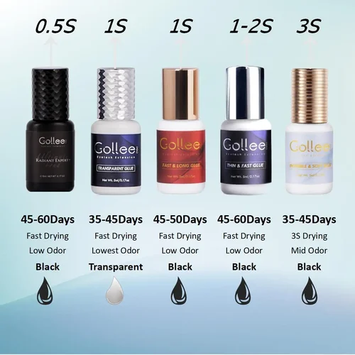 Imagen 2 del producto Gollee 5ml 0,5 segundo secado rápido fuerte pegamento para extensión de pestañas postizas retención adhesiva 5-7 semanas pegamento para pestañas de visón de bajo olor