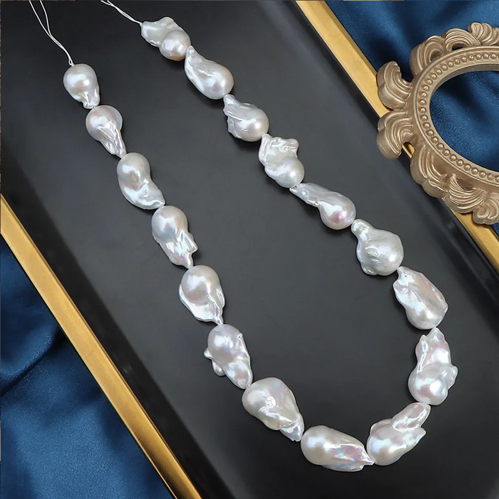 Natural Freshwater Pearls Large Baroque Fishtail Pearl Strand Beads Semi-finished Diy Handmade Jewelry Making Necklace Accessory