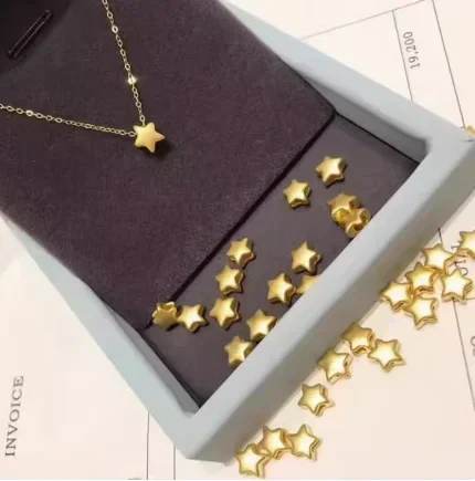 24k الذهب الخالص 999 مجوهرات اكسسوارات غرامة مجوهرات 24k الذهب الحقيقي دلاية شكل نجمة + قلادات الذهب عيار 18 قيراط للفتيات