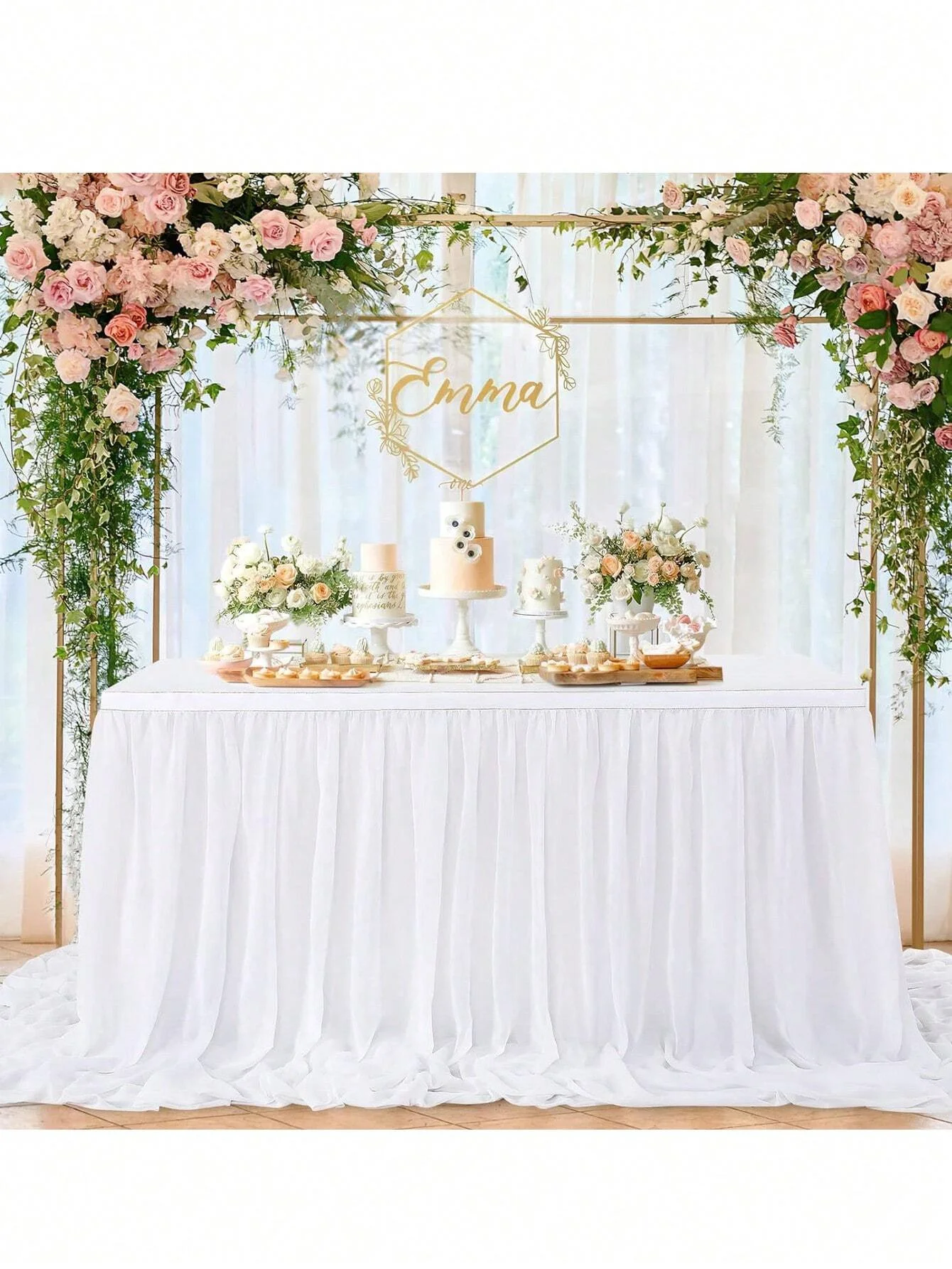 Белая шифоновая свадебная юбка длиной 6 футов с лентой для свадебных украшений, 100% полиэстер из материкового Китая