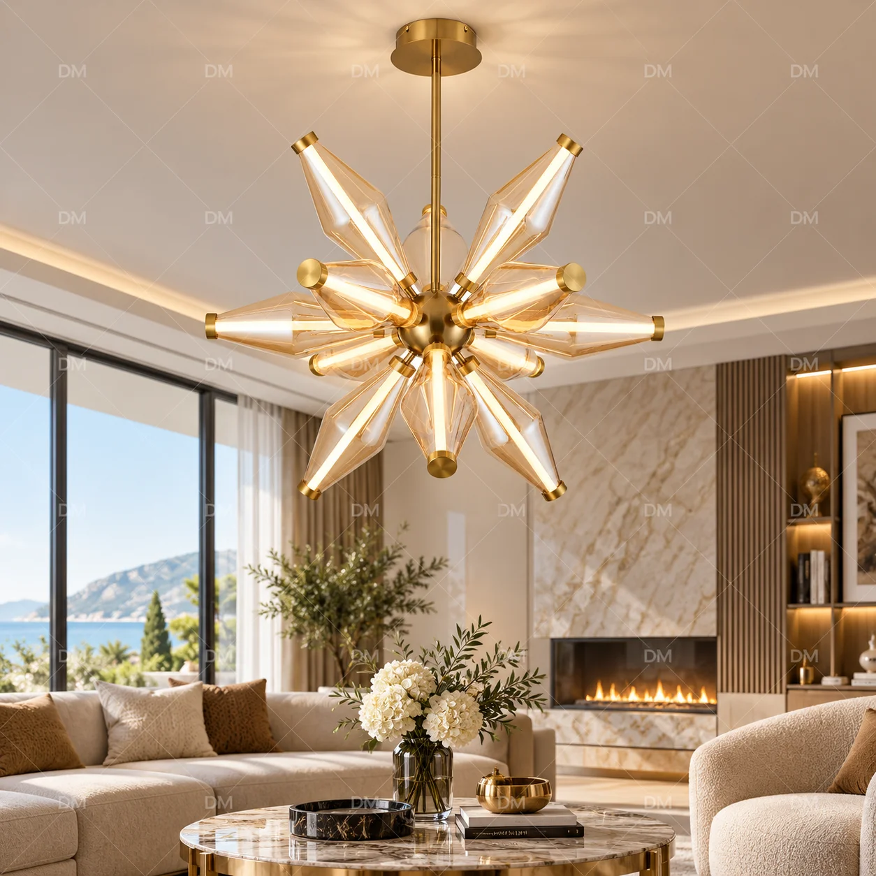 Modern star chandelier LED iron aluminum double layer height gorgeous shape