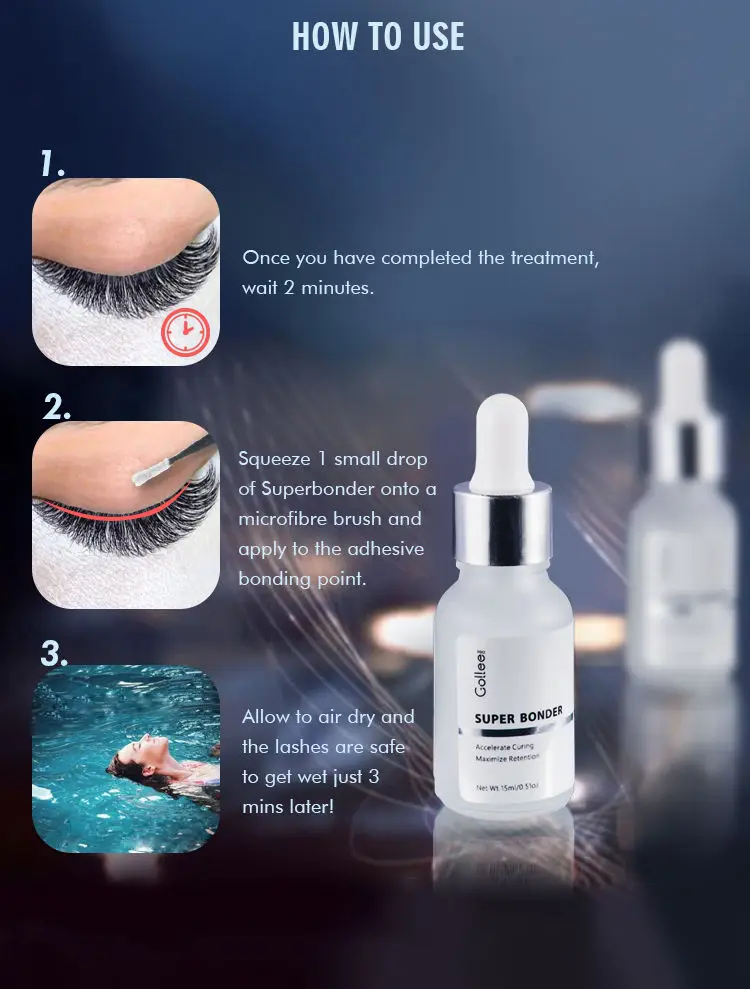 Gollee Bonder Lash Not Irritating Lash Primer and Bonder Eyelash Extensions 15ml Super Bonder Alcohol Lashes Primer Eyelashes
