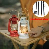 Portable Camping Lantern LED Vintage Kerosene Oil Lamp Battery Camping Tent Light Outdoor 3 Modes Dimming Lighting Ramadan