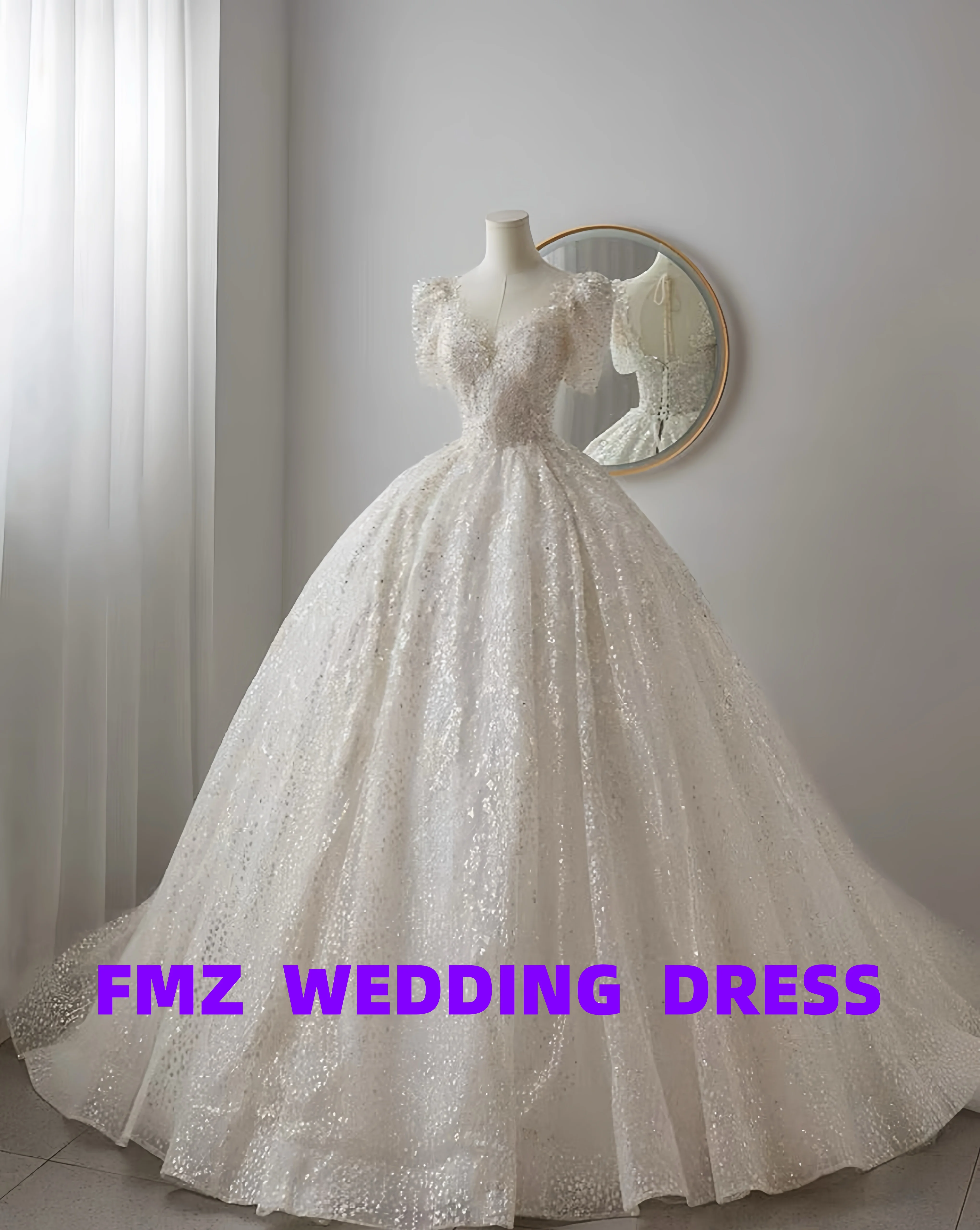 

Customized V-neck short-sleeved Ball Gown splendid vestidos de novia wedding dress vestidos para mujer robe de mariee