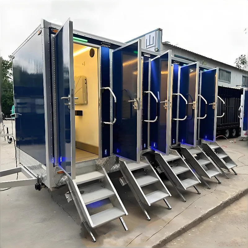 Customized Luxury Mobile Restroom Trailer With Shower Portable Bathroom Toilet Unit For Outdoor Camping Events