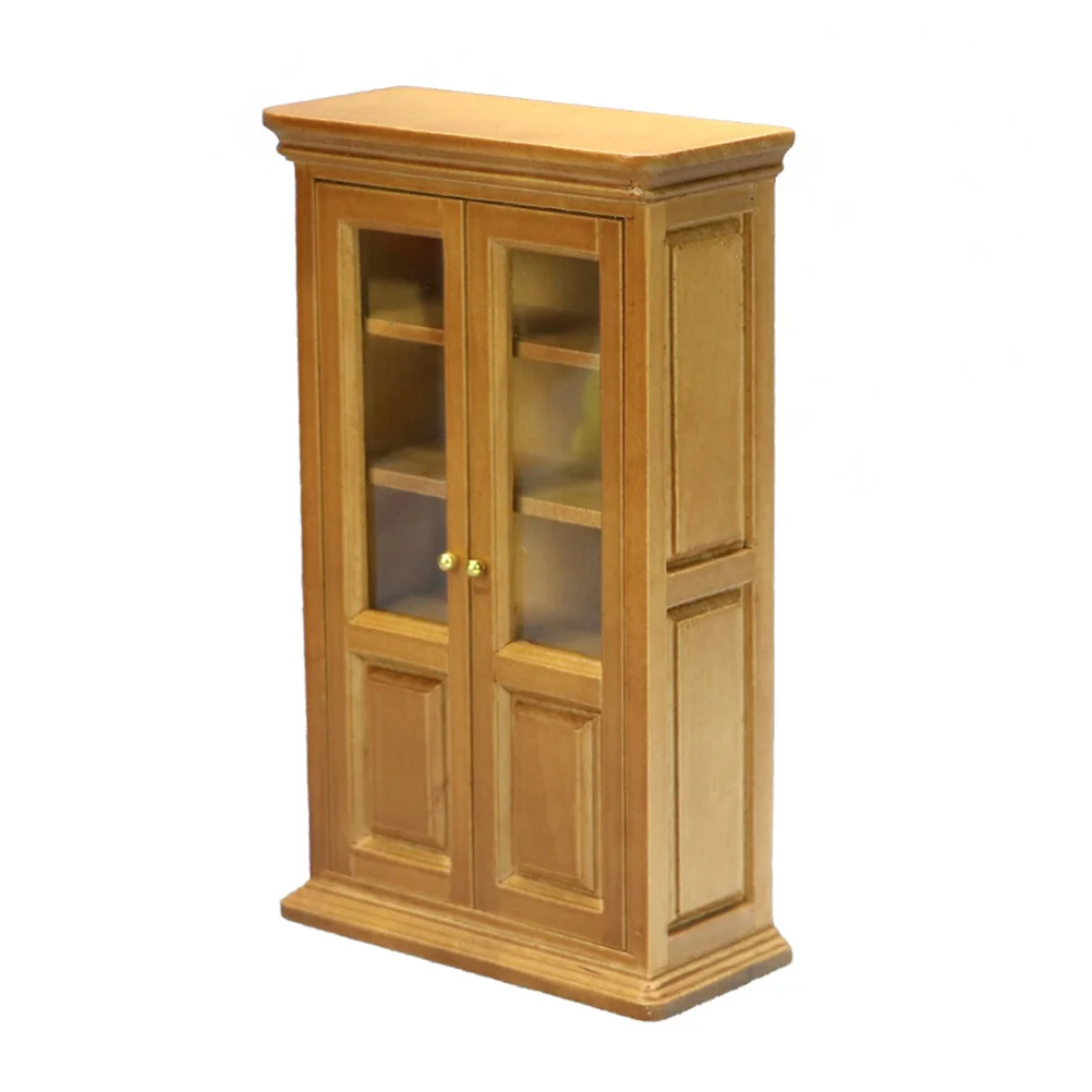 

Small Mini Maroon Bookcase Toy Room Dollhouse Bookshelf Display Cabinet Micro Scene
