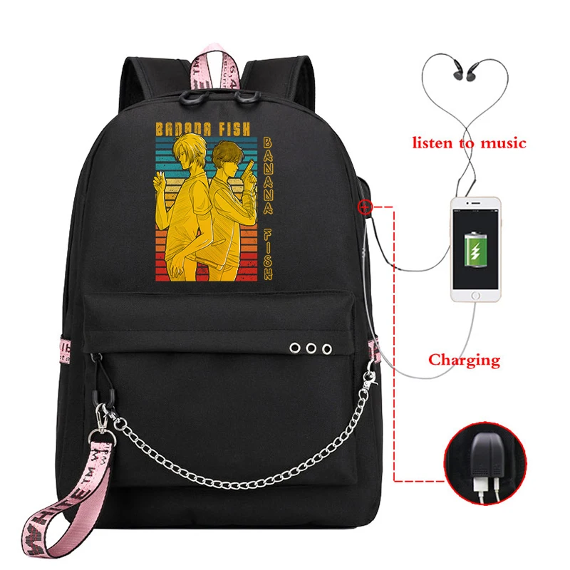 

BANANA FISH Anime School Bags 2023 Trendy Backpacks Student Fashion Mochilas Sac A Dos Casual Travel Laptop Backpack Rucksack