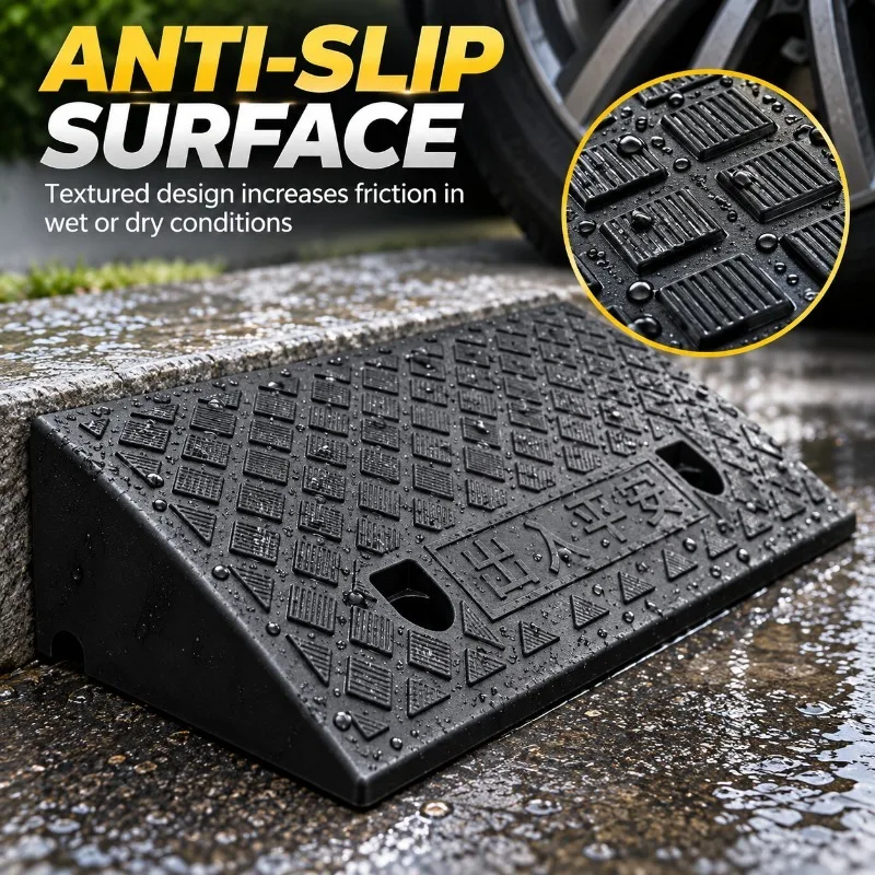 1/2PCS Plastic Curb Ramp 90mm High Non-Slip Threshold Ramp for Car Bicycle Wheelchair Driveway Garage Smooth Access Portable