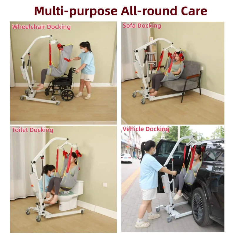 Coolfull Multifunctional Patient Lift Hoist Lifting Sling Swivel Armrest Anti-tilt Anti-rollover Adjustable Rehabilitation