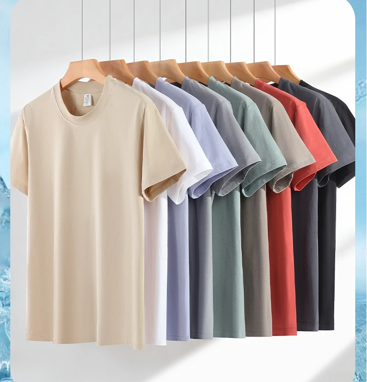 Weiches Bambus-Baumwoll-Kurzarm-T-Shirt für Herren und Damen Lässiges Knitterfreies Dünnes Kühles Gewebe Einfarbiges Sport-Antibakterielles T-Shirt – Detail 5