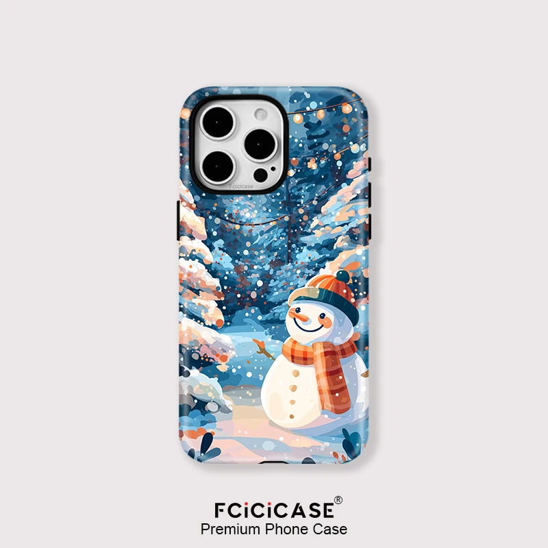 เคสโทรศัพท์แม่เหล็ก Fcicicase สำหรับ Magsafe สำหรับ iPhone 17 16 Pro Max 15 Plus 11 12 13 14 Pro ลายตุ๊กตาหิมะ ป้องกันการกระแทก