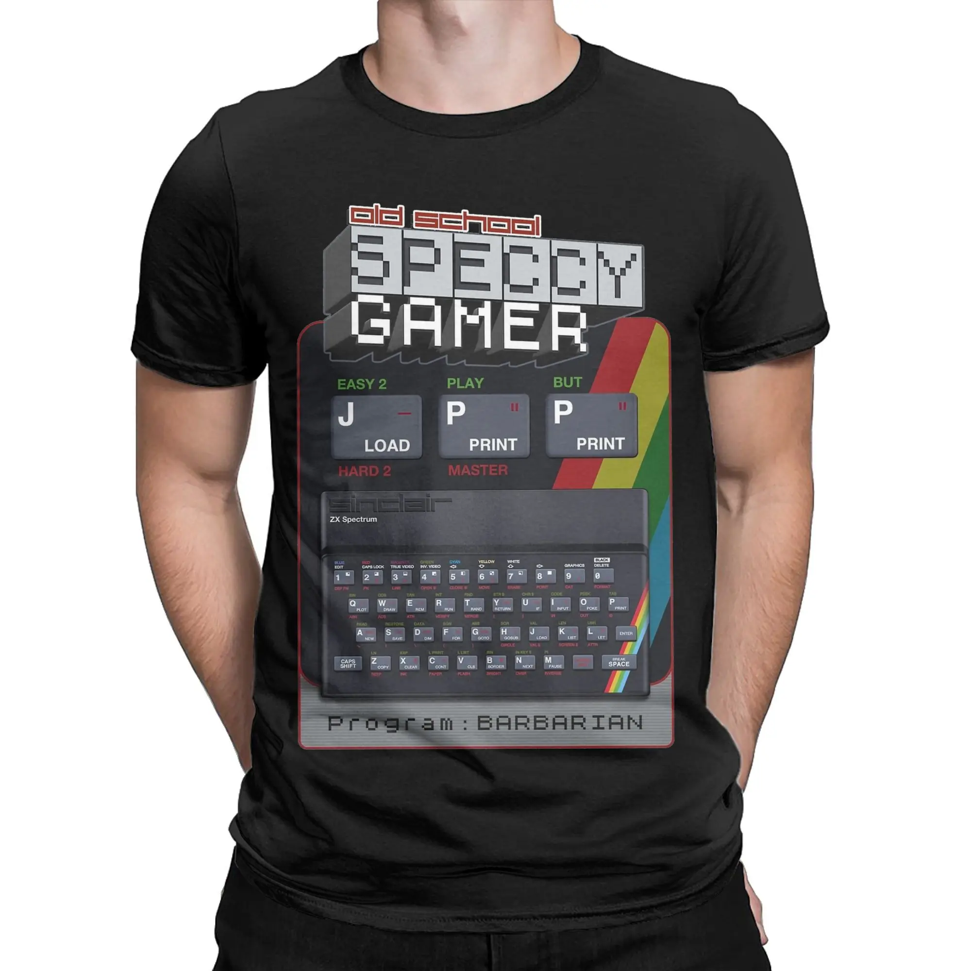 Men's Old School Speccy Gamer Program Barbarian Sinclair ZX Spectrum T Shirt  Cotton Clothes Hipster Tees Plus Size T-Shirt