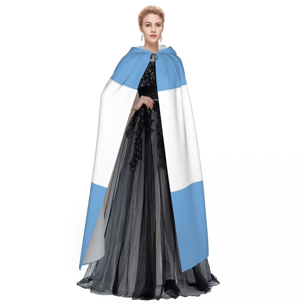 Customization Flag Of Argentina Long Hooded Cloak Witch Medieval Costume Cosplay Cape HalloweenCoat Adult Unisex