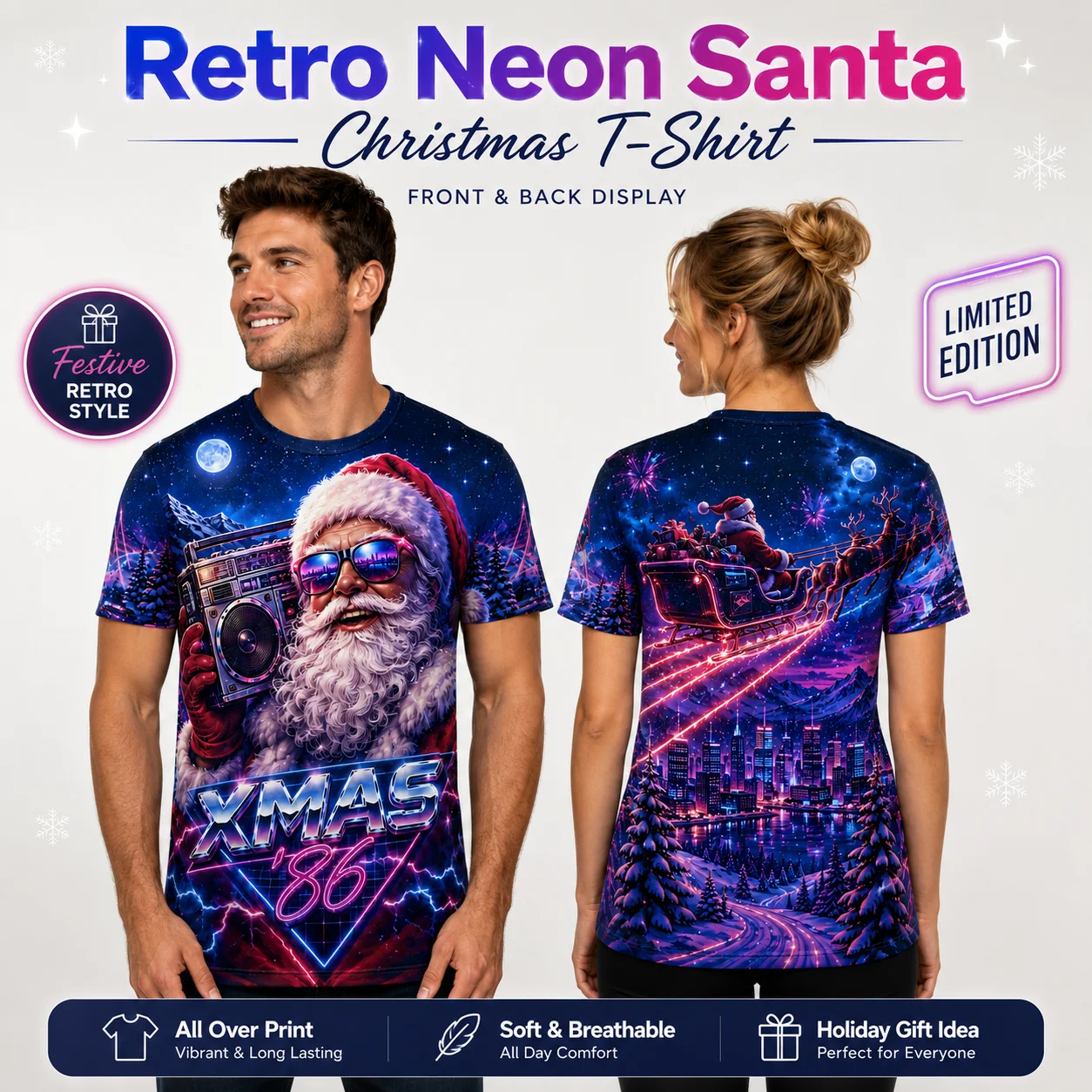 3D Printing Xmas - Retro 80s 90s Santa Christmas T