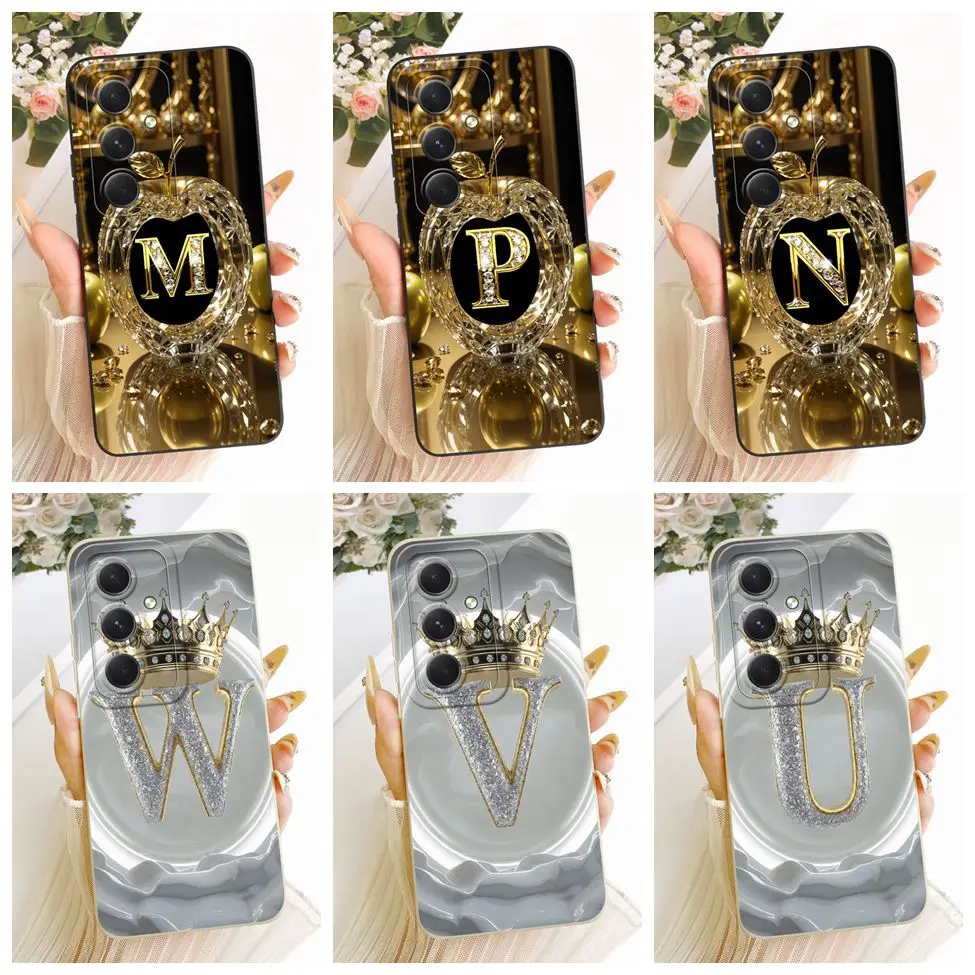 Casing For Samsung M55 M556B M55s M558B Cover For Samsung Galaxy M55s Case Silicone Luxury Letters Fashion Crown 2D Painted