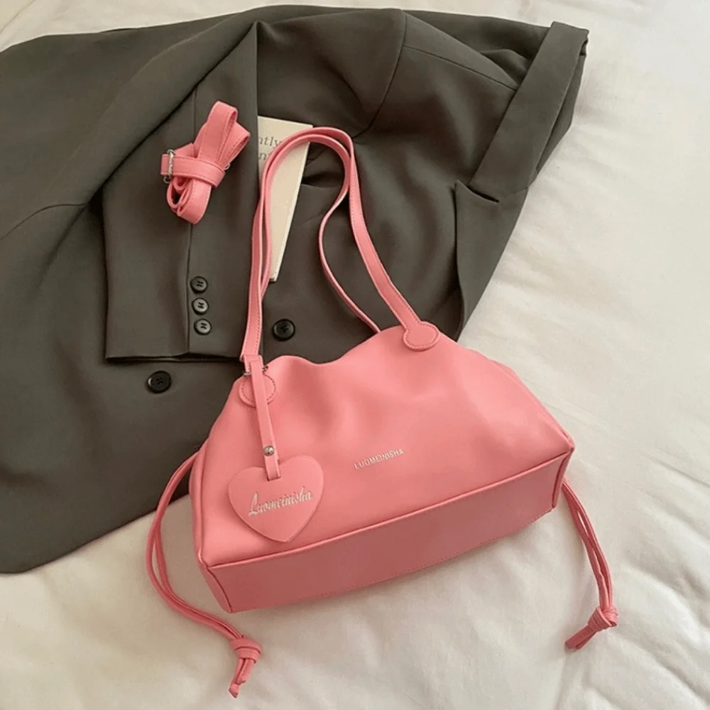 

Love Pendant Large PU Handbag Crossbody Bag Tote Storage PU Underarm Bag Large Capacity Korean Style Messenger Bag Girls
