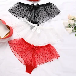 Exquisite Bow Tie Lace Pure Cotton Crotch Girls' Underwear Non Curled Women's Flat Bottom Pants