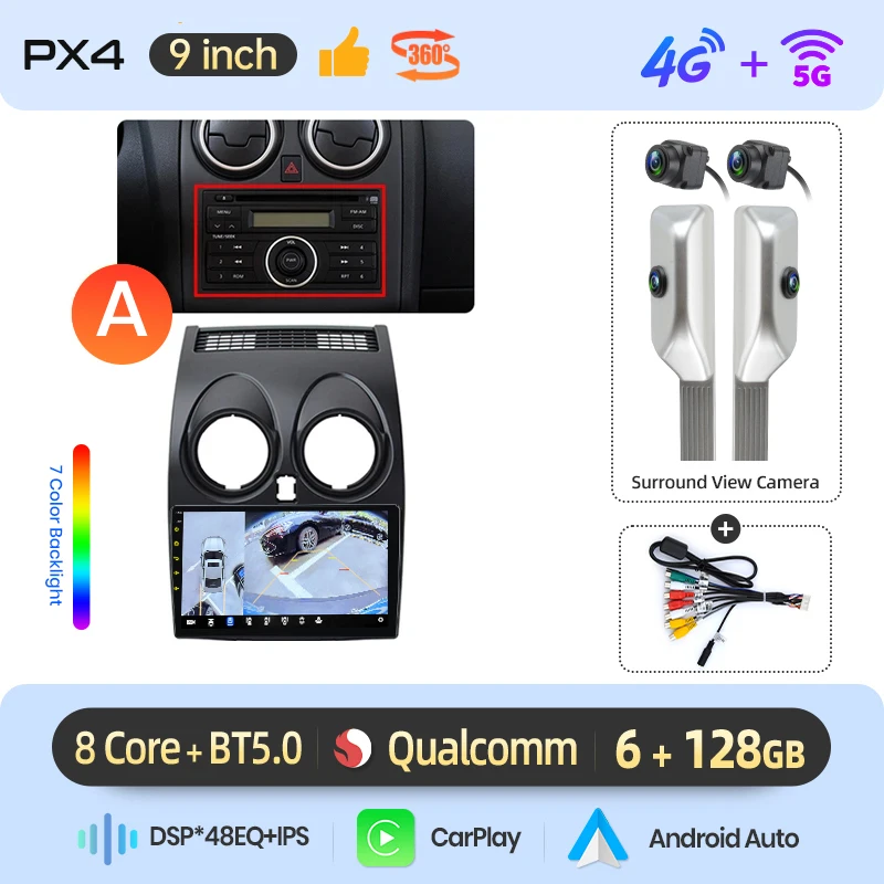 AWESAFE Draadloze CarPlay Android Auto Radio voor Nissan Qashqai J10 2006-2013 GPS Auto Navigatie Plug and Play met SWC RDS DSP