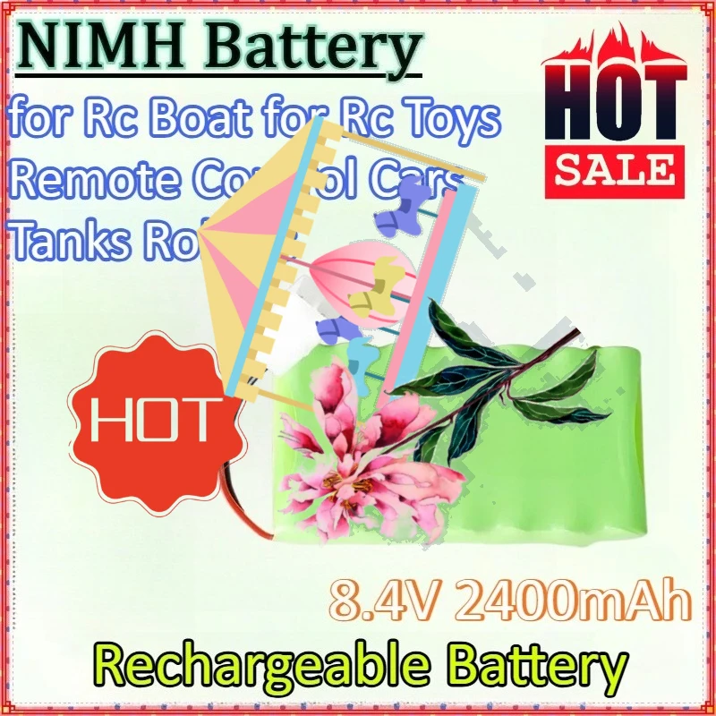 

New NIMH AA5 8.4V 2400mAh Rechargeable Battery for Rc Boat for Rc Toys Remote Control Cars Tanks Robots Upgraded Batteries Pack