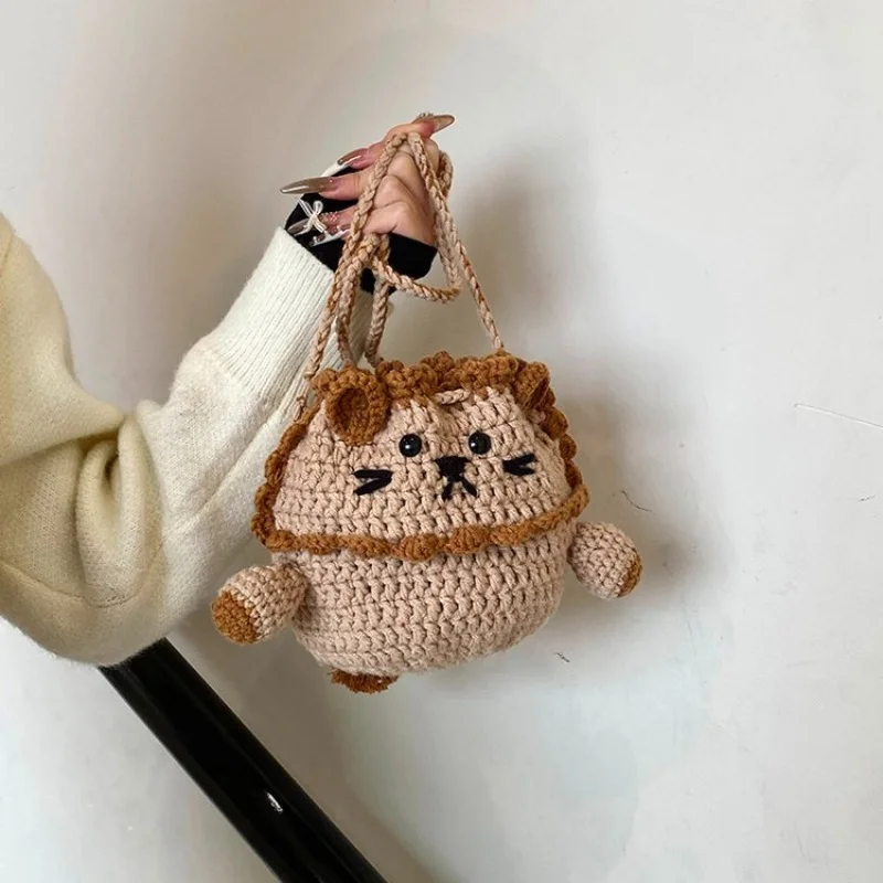 Crossbody Bag Patchwork Women's Bag2025Winter Animal Pattern One Size Fabric Drawstring Woven Bag
