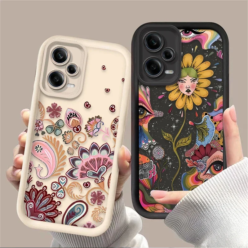 Strange Art Eye Flower Fan Case for Xiaomi Redmi Note 13 12 11 Pro Plus 4G 5G 10S 11S 9S 12S 10 9 Redmi 12C 14C 13C A3 12 Cover