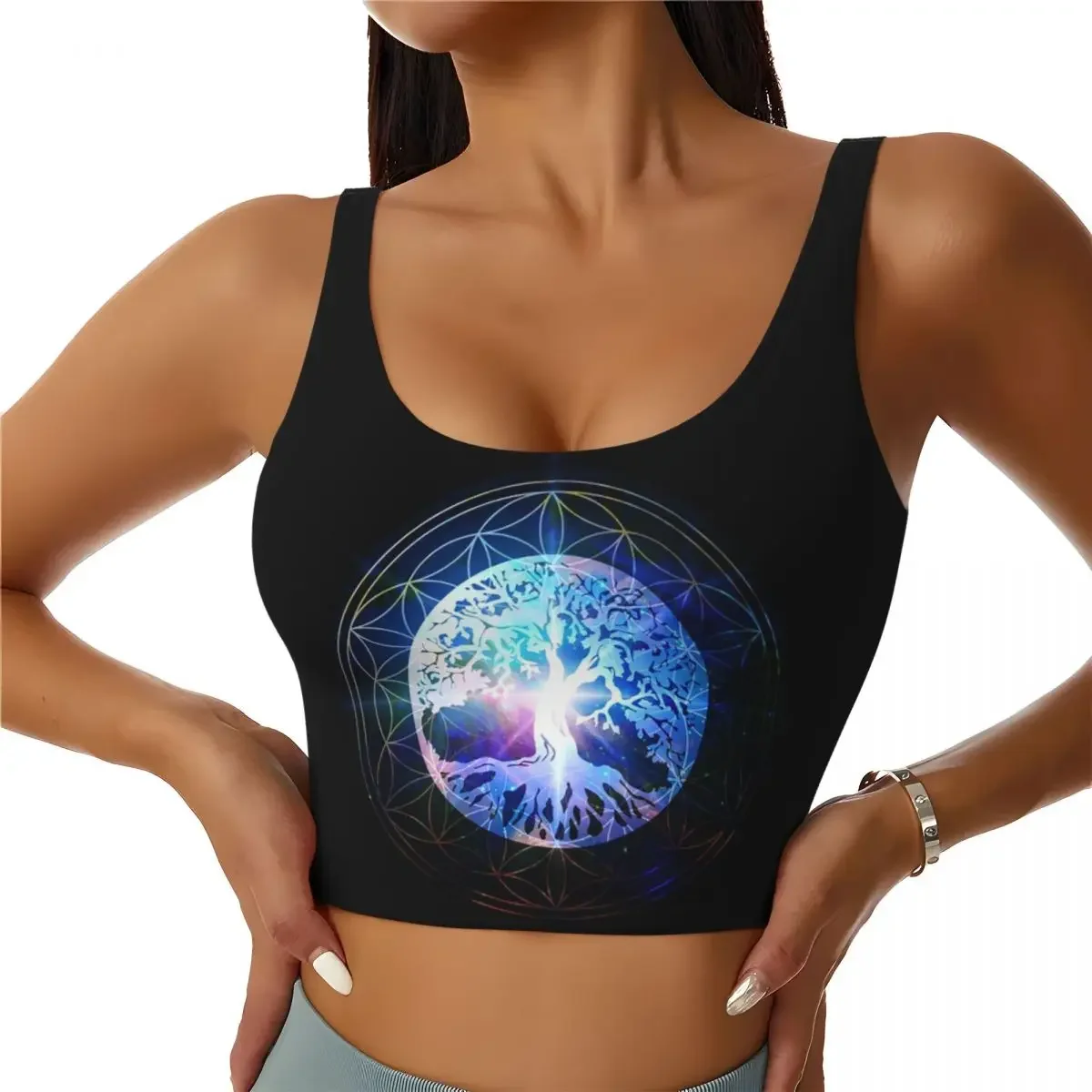 Custom Tree Of Life Mandala Women Sports Bra High Impact Vest Gym Workout Yoga Crop Tank Top