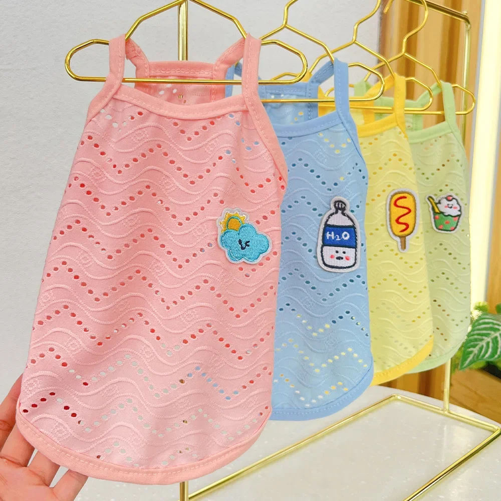 Summer Cooling Puppy Dogs Soft Vests Pet Dog Clothes Cartoon Clothing Summer Shirt Casual T-Shirt for Cat Pet Supplies