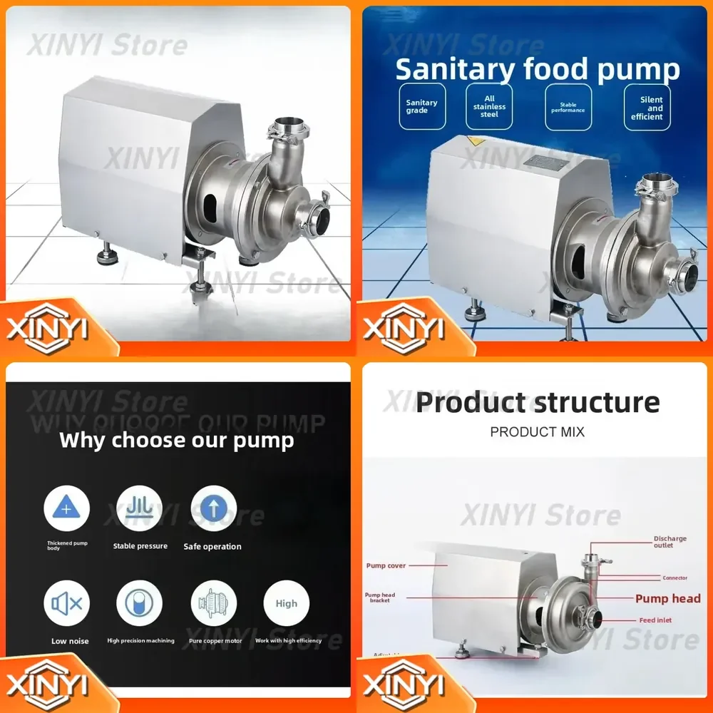 Food Grade Centrifugal Pump for Stainless Steel Food Processing Equipment Horizontal Sanitary Pump for Dairy Beverage Brewery