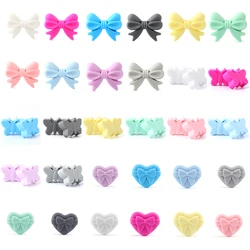 5/10Pcs Silicone Beads Love Bow-tie Theme Focal Beads For Jewelry Making DIY KeyChain Beaded Pen Bracelet Food Grade Accessorie