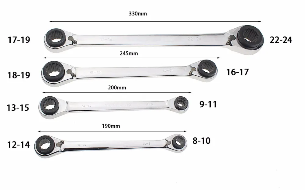 Llave de trinquete de doble extremo, herramientas manuales bidireccionales, multifunción, 4 en 1, 1 unidad