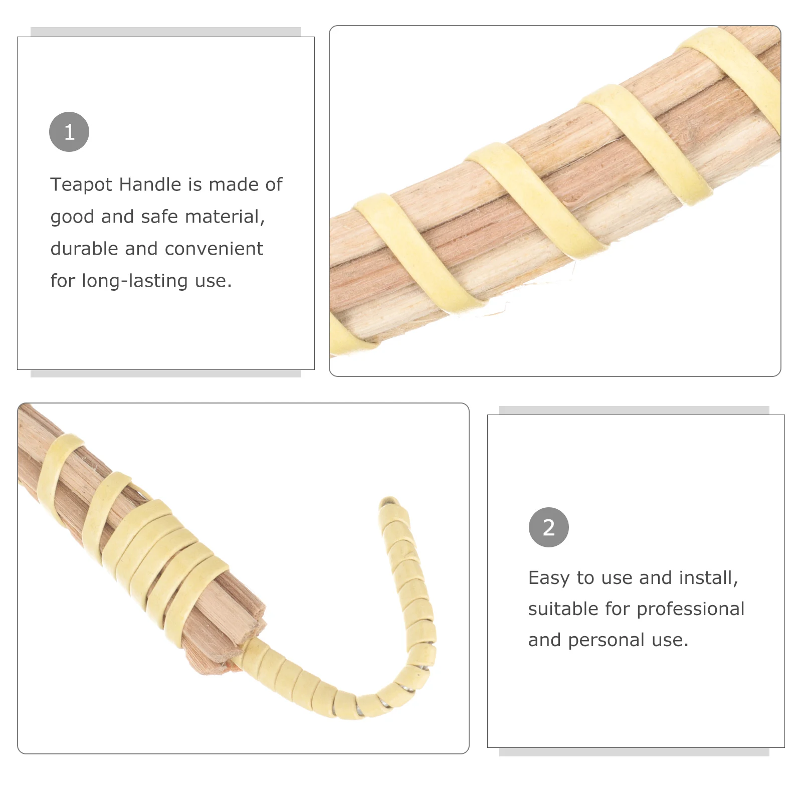 

Natural Wood Teapot Replacement Heat Resistant Woven Handle For Ceramic Anti-Scalding Practical Tea Pot Grip Kettle