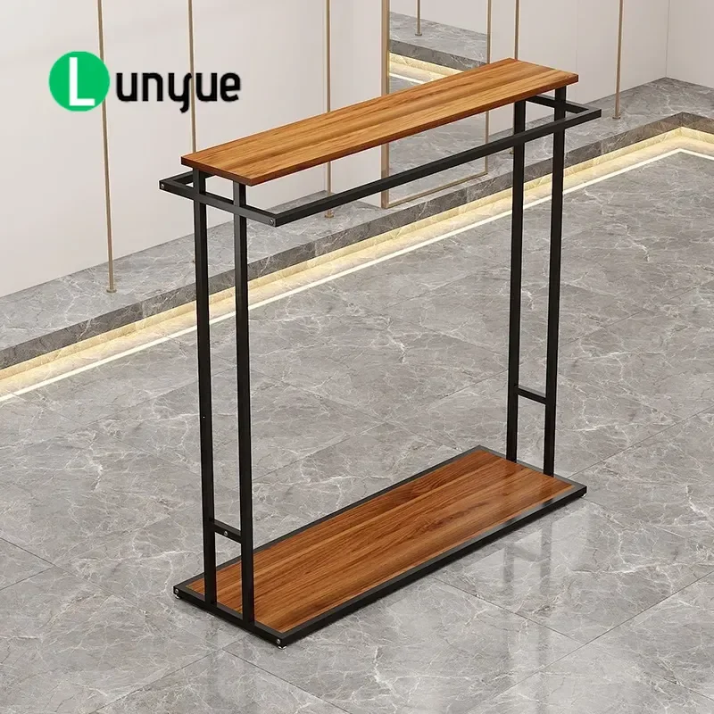 Floor to Ceiling Double Row Clothing Display Rack for Store Retail Shop with Middle Pants Storage Shelf Heavy Duty Metal