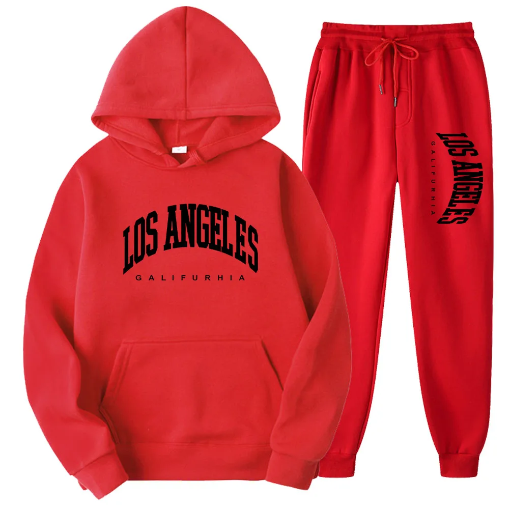 LOS ANGELES GALIFURHIA Men/Women Sports Suits Fashion Tracksuit Hoodies+Pants Two Pieces Sets Running Casual Sweatshirts Sweatpa