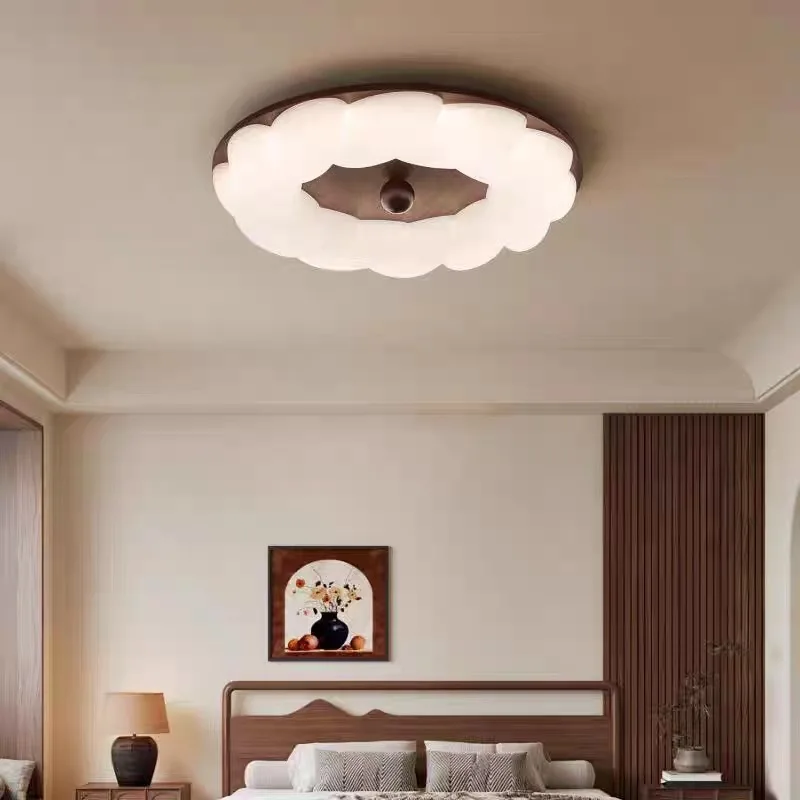 

Walnut ceiling lamp, eye protection, wabi-sandy wind, retro study, bedroom lamp, ancient style, warm children's room lamp