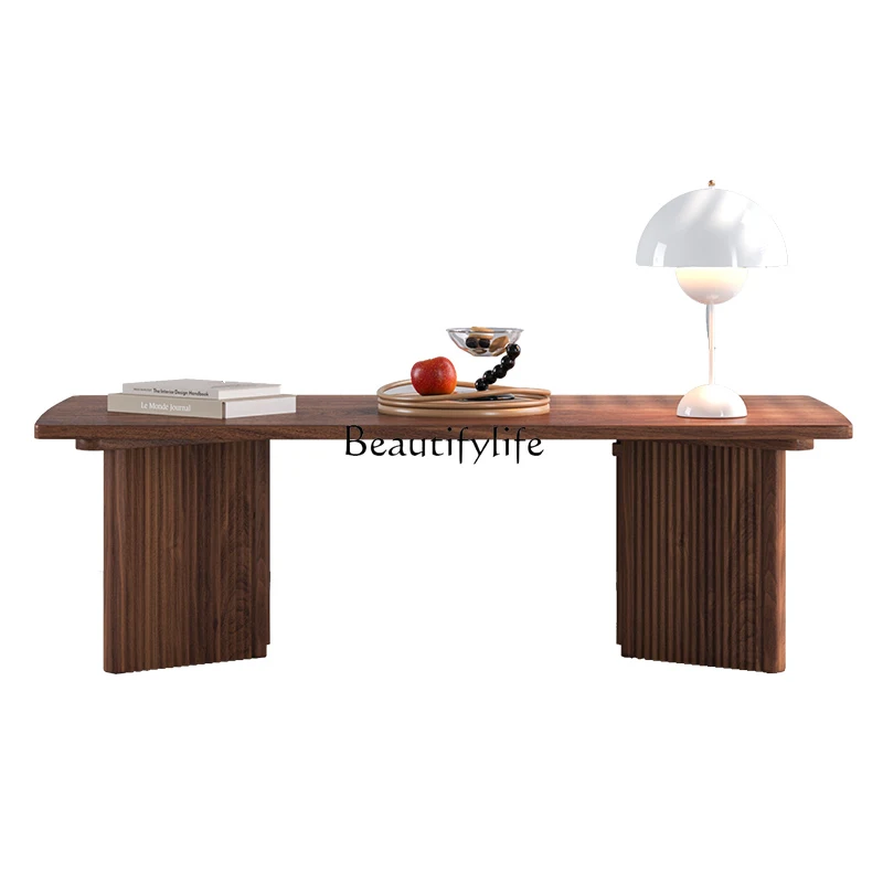 

*Black walnut medieval solid wood tea table living room wooden design simple coffee table