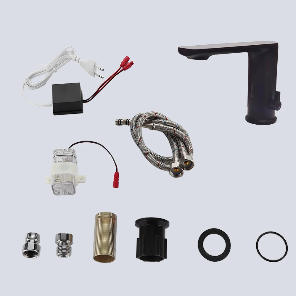 

Matte Black Color , Bathroom Sensor Sink Faucets ,All Brass Body Material Mixer Cold & Hot Water ,Ac 220 Voltage & Dc 6 Voltage