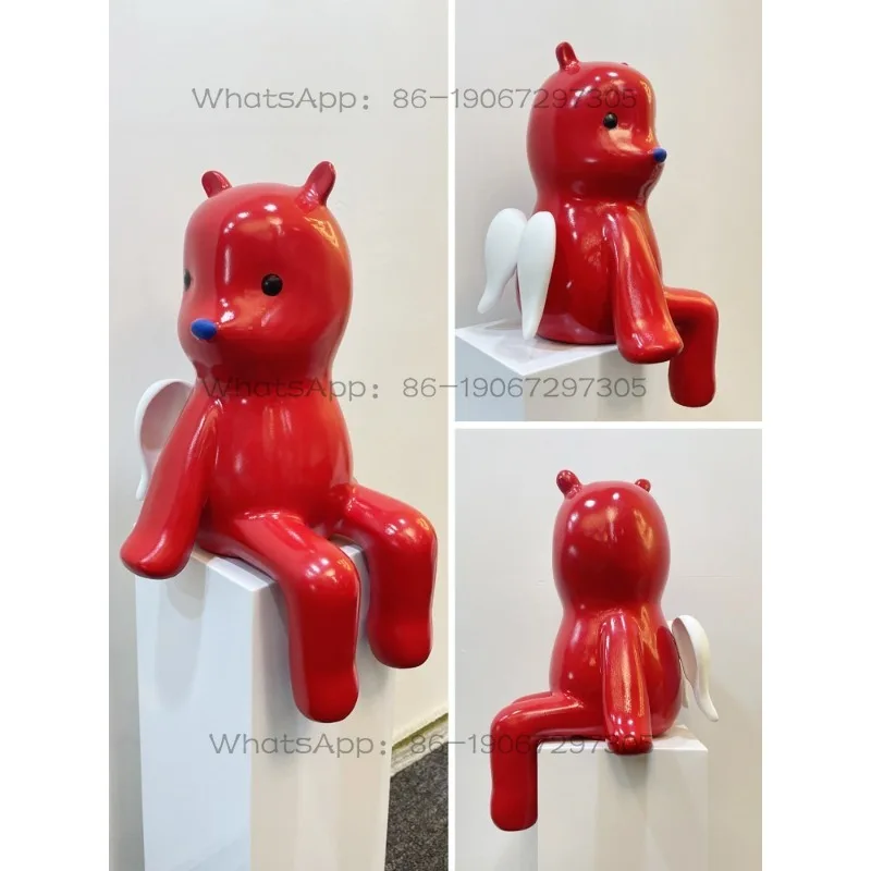 Stubborn Modern Cartoon Wings Bear Decorative Ornament Cute Sitting Sculpture