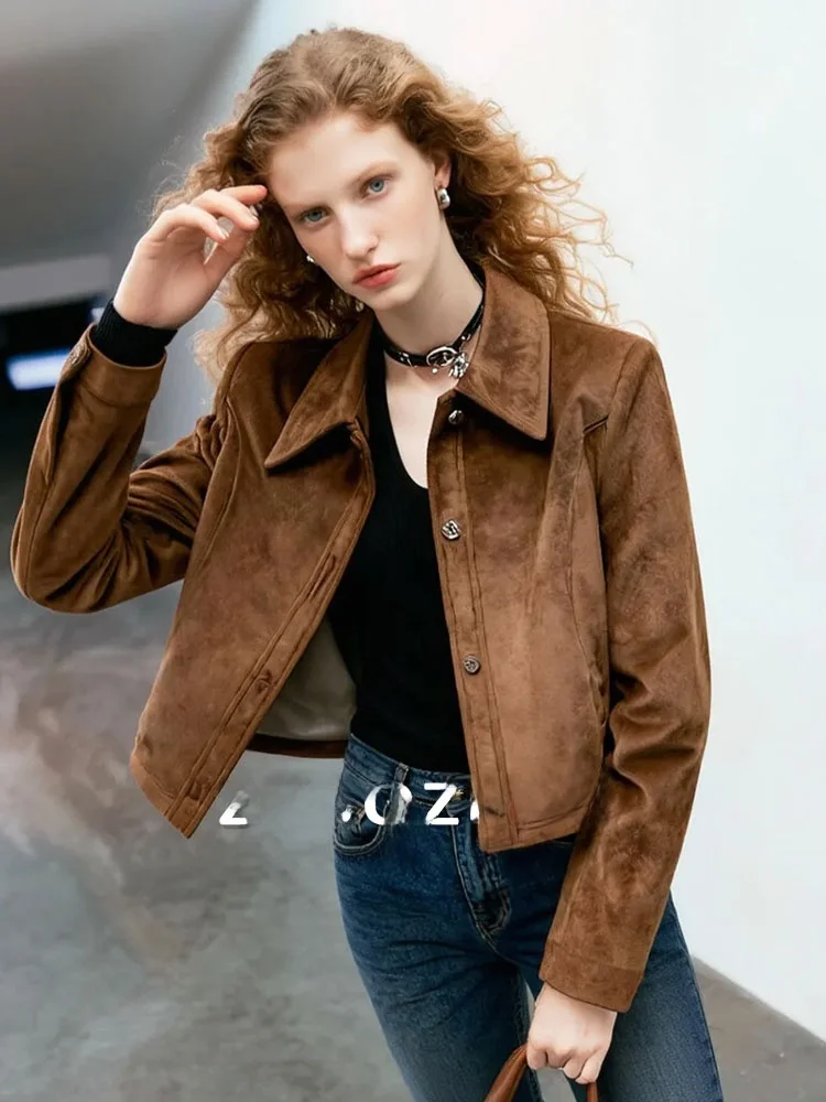 

Zhuo Chi Vintage Mermaid oulder Jaet Winter New High nce ort Coat Women French Sle Loose Fit Button Splice P...