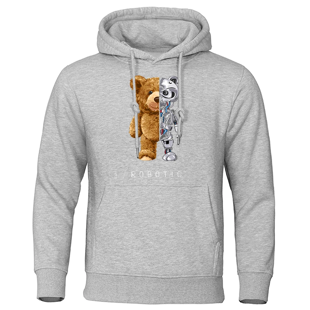 New Funny Ted bear Robot Hoodie Robotic Bear Clothing Casual Hooded Men Fashion Sweatshirts Fleece Oversized Loose Streetwear