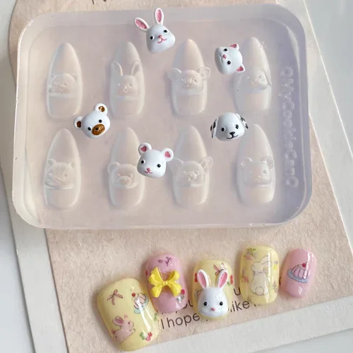 Imagen 2 del producto 1 unidad de helado, crema de fresa, galleta, bruja, molde acrílico 3D, decoraciones artísticas para uñas, diseño DIY de gato, molde de silicona para decoración de uñas