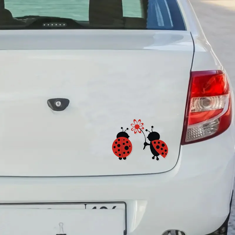 Adorable Ladybug Love Car Sticker Perfect for Car Window Scratch-resistant Stickers for Window Laptop Bumper Durable Vinyl Decal