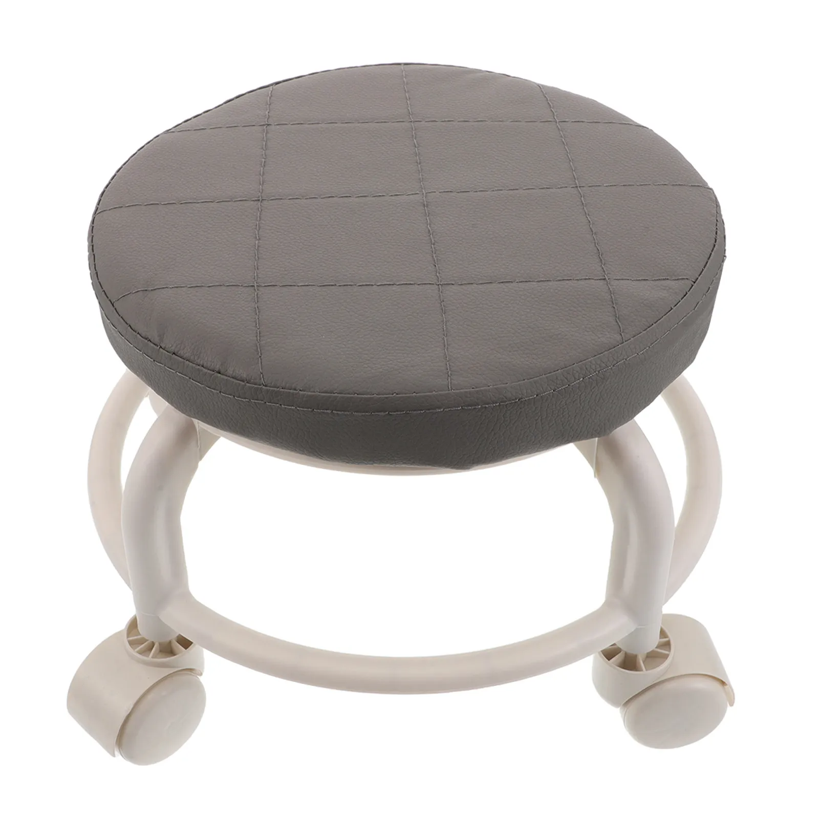 Small Round Rolling Stool PU Heavy Duty Swivel Low Stool for Salon Spa Home Office Garage Manicure Beauty Footrest