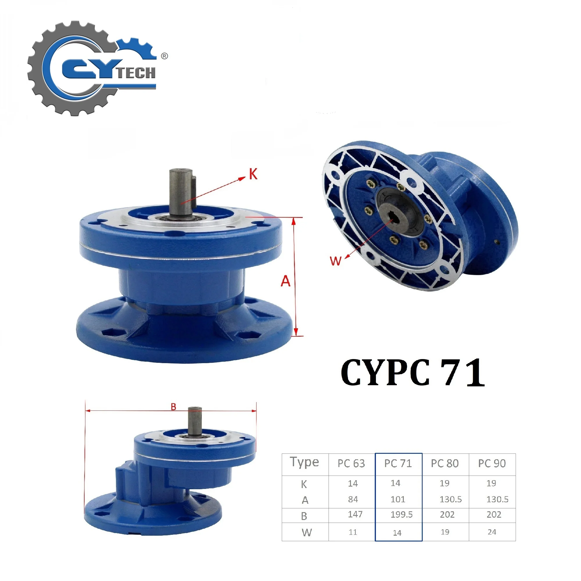 CHENYUE Worm Gearbox CYPC71 Gear Reducer Input14/19mm Flange71B5/71B14/80B5/80B14/90B5/90B14  Output 14/19mm Ratio 2:1-5:1