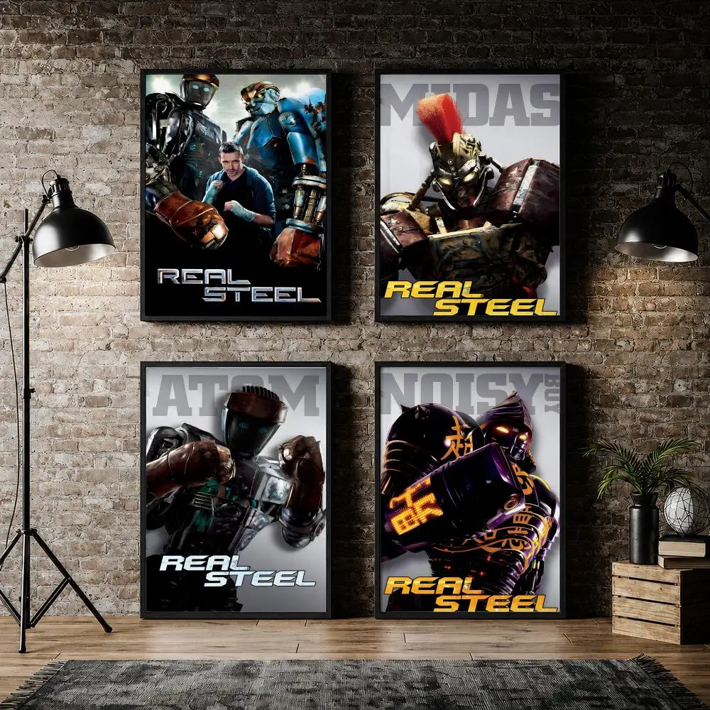 Movie Real Steel Boxing Robot Poster Pvc HD Peel and Stick Modern poster Home Office Living Room Dining Room Wall Decor