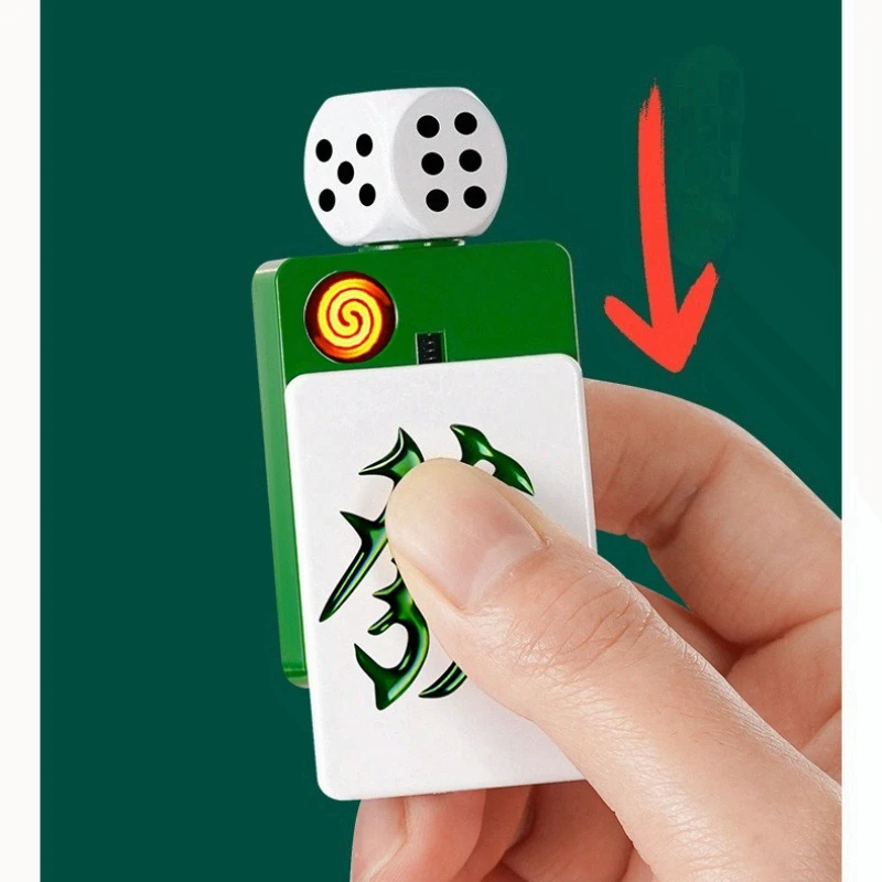2026 New Trendy Rotating Dice Poker Card Charging Lighter Decompression Toy Mahjong Trendy Play Gift Wholesale Cool Smoking
