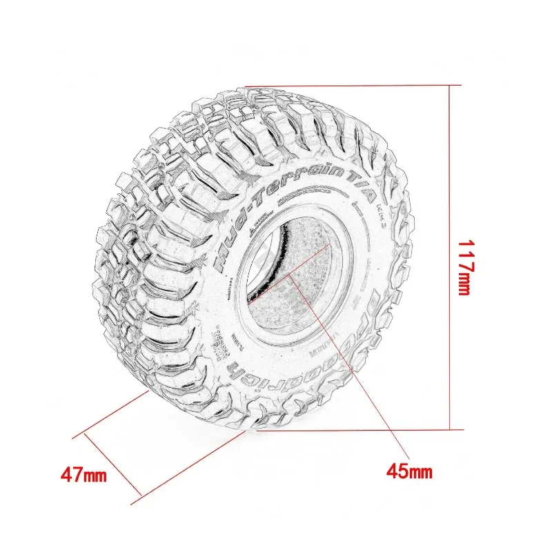 RC Car 1.9 Inch 117mm Rubber Tire Rock Crawler Tyre For RC Car TRX4 TRX6 SCX10 D90 TK300 CC01 YIKONG 4102 4103 4082