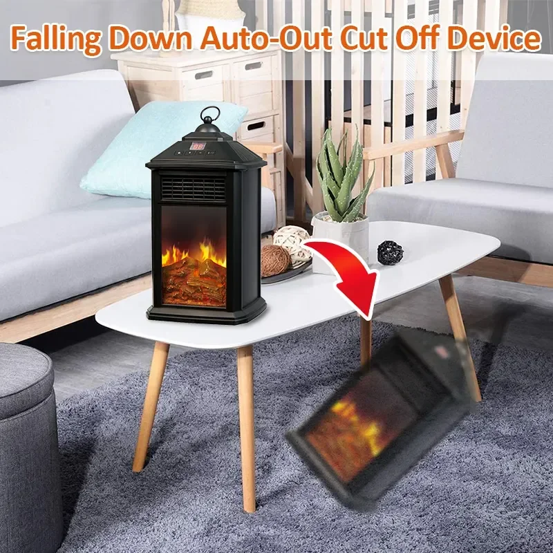 Modern Indoor Electric Fireplace with 3D Simulation Wood LED Display Remote Control French Langua for Household Use