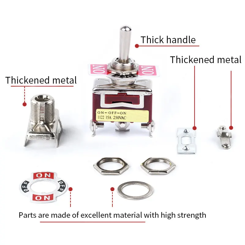 

12mm 1Pcs 15A Momentary Toggle Switch 250VAC Self-locking Marine 3 Way (ON)-Off-(ON) with Waterproof Boot Cap Cover for Car Auto