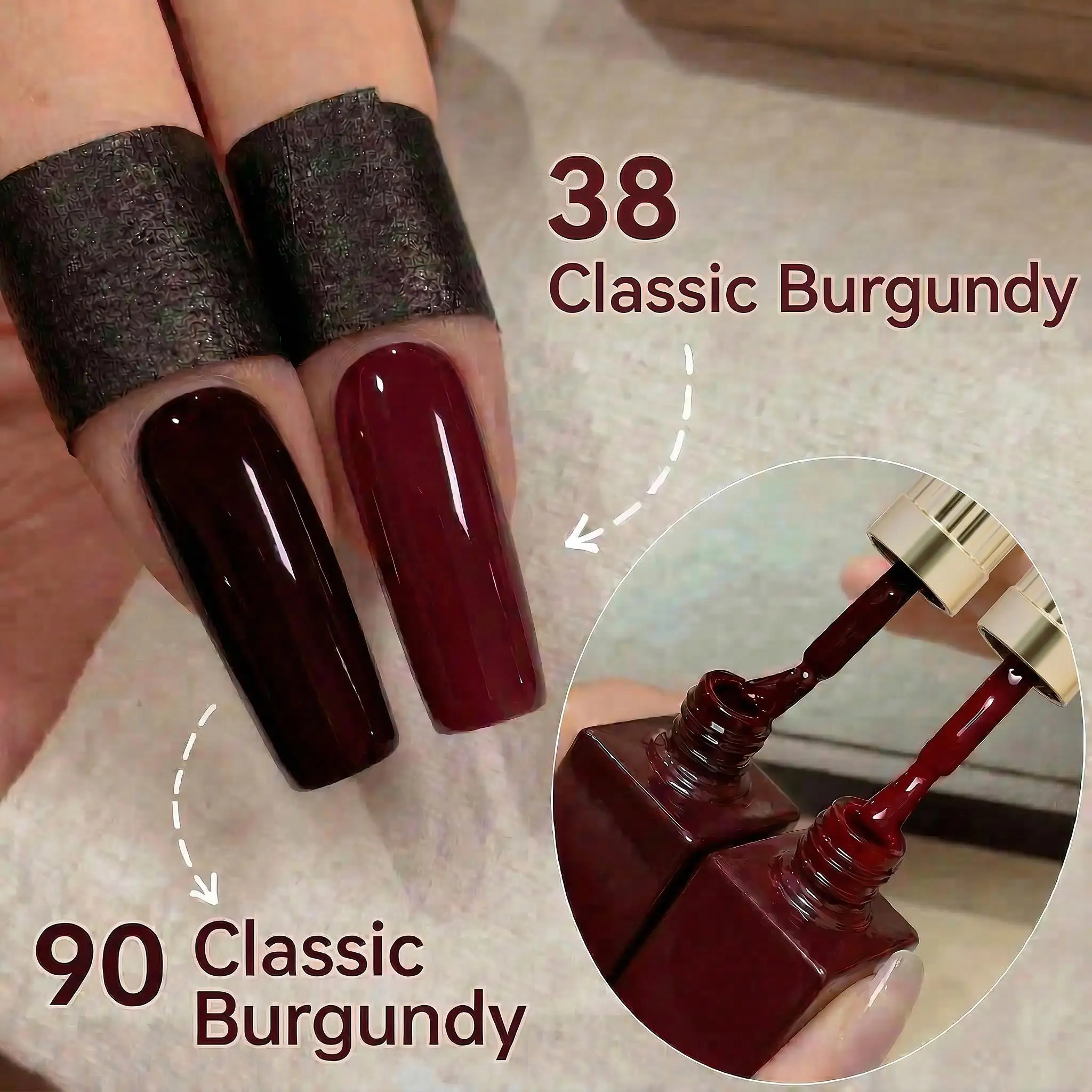 Hassleless 2Pc 15ml Wine Red & Hawthorn Red Gel Nail Polish, UV/LED Soak Off, Formaldehyde - Free for DIY Salon & Home Manicures