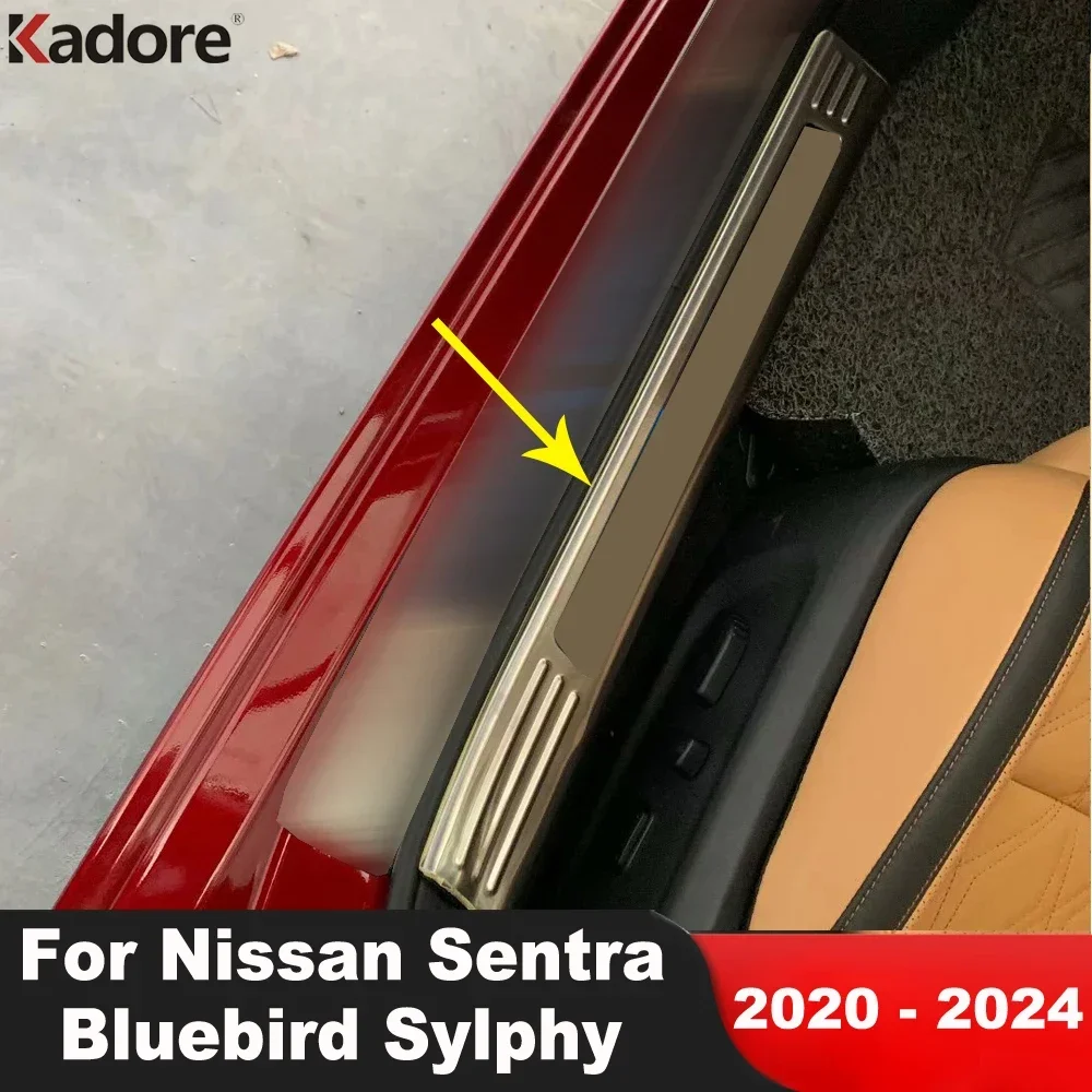 

Для Nissan Sentra Bluebird Sylphy 2020-2024 стальная накладка на порог автомобиля, накладка, защитная накладка на педаль, аксессуары